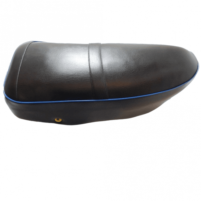 AJS & Matchless AJS & Matchless AJS Motorcycle Seat Heavy Weight Singles Pre 1956 Black With Blue Piping OEM 02-1199