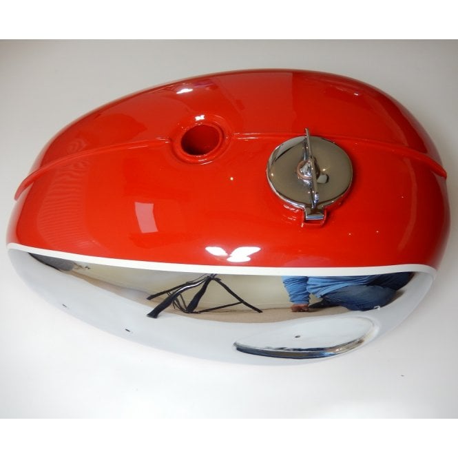 BSA BSA A65 Tank Red & Chrome With White Lining Finish Chrome Fuel Cap 