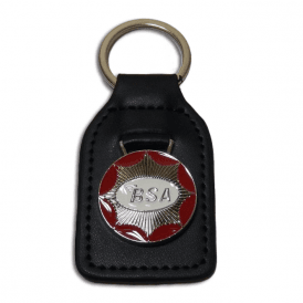 BSA Leather Backed Star Key Fob Made in UK