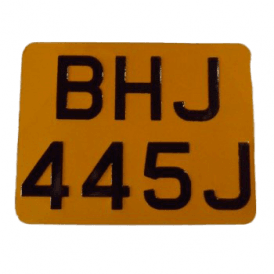 Classic Motorcycle Rear Number Pate Aluminium Plate Yellow & Black