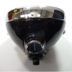 Lucas Type 8" Headlamp With Beam Unit/Panel/Switch/Ammeter Black