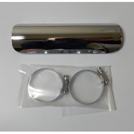 Universal Chrome Heat Shield 7" long Complete With Clips